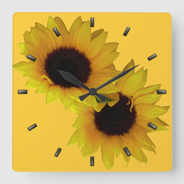 Horloge Carrée Clock Yellow Sunflower Wall Clocks (Recto)