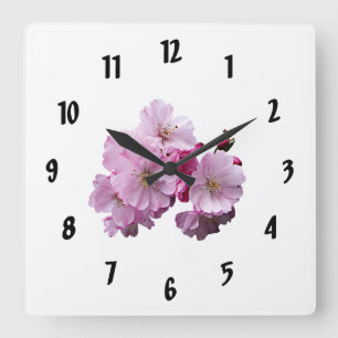 Horloge Carrée Closeuse des fleurs de cerisiers