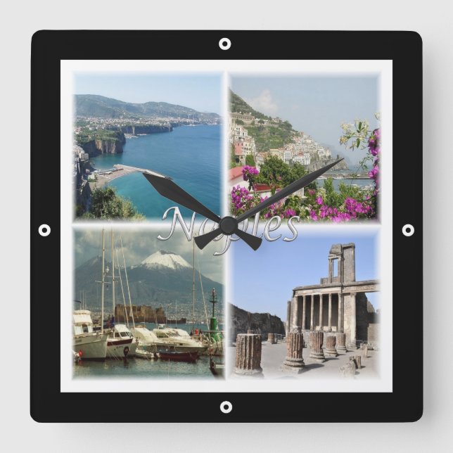 Horloge Carrée CMP035 NAPLES, Amalfi, Sorrento, Pompéi, (Recto)