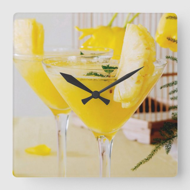 Horloge Carrée Cocktail d'ananas et de gingembre Fresca (Recto)