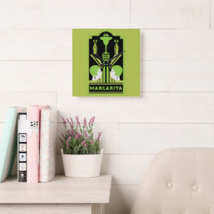 Horloge Carrée Cocktail Margarita Art Déco