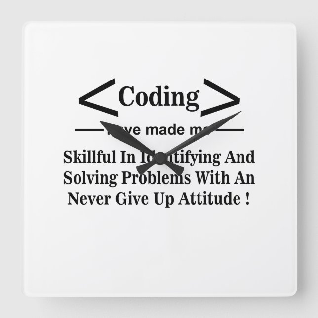 Horloge Carrée Codeur Développeur Programmeur Codeur Codage (Recto)