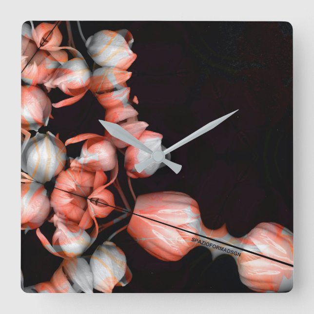 Horloge Carrée "Coeur blanc en noir du soleil" (Recto)