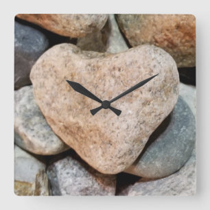 Horloge Carrée Coeur de roche en forme de coeur naturelle de