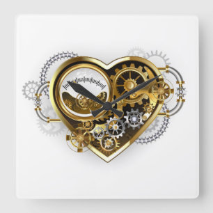 Horloge Carrée Coeur vapeur avec un manomètre