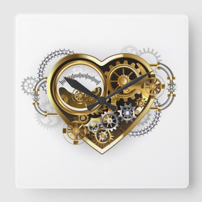 Horloge Carrée Coeur vapeur avec un manomètre (Recto)