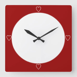 Horloge Carrée Coeurs rouges mignons