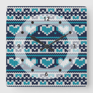 Horloge Carrée Coeurs tricot sans couture motif 2 + vos idées