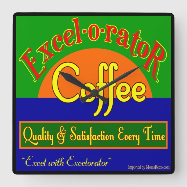 Horloge Carrée Coffee Funny Retro Wall Clock (Recto)