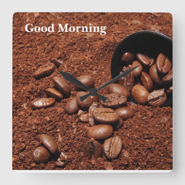 Horloge Carrée Coffee Grounds Roasted Beans Business Card (Recto)