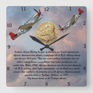 HORLOGE CARRÉE COIN D'AÉRONEF TUSKEGEE