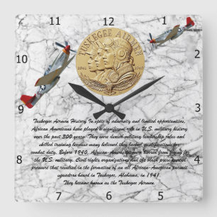 HORLOGE CARRÉE COIN D'AÉRONEF TUSKEGEE