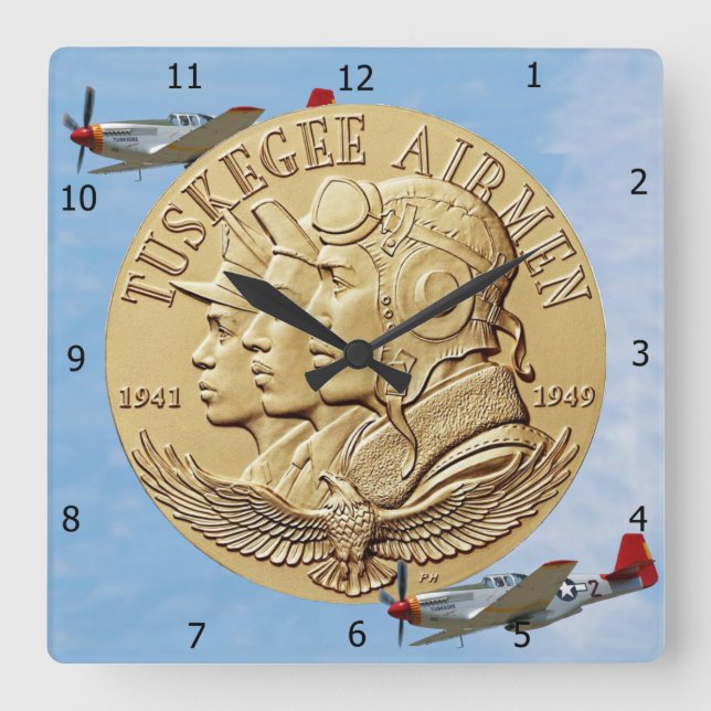 HORLOGE CARRÉE COIN D'AÉRONEF TUSKEGEE (Recto)