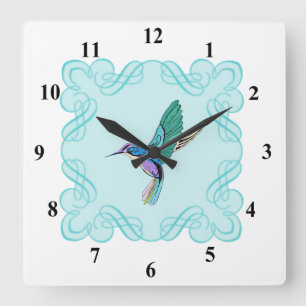 Horloge Carrée Colibri vintage Élégant