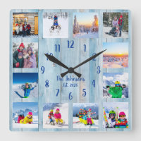 Collage de photos personnalisé Bois rustique bleu