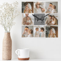 Collage familial photo et cadeau gris personnalisé