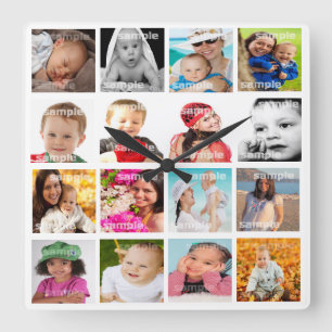 Horloge Carrée Collage photo Faites votre propre do-it-yourself