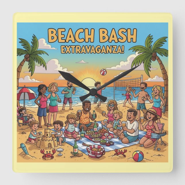 Horloge Carrée Collecte de plages (Recto)