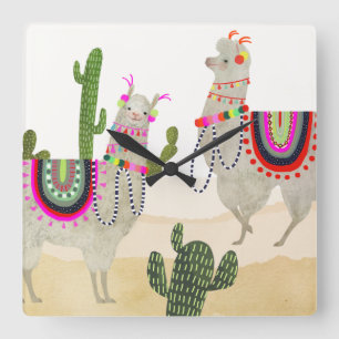 Horloge Carrée Collection Llamarama   Cute Llamas