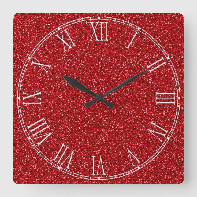 Horloge Carrée Colorful Mariage Anniversaire Parties scintillant  (Recto)