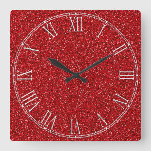 Horloge Carrée Colorful Mariage Anniversaire Parties scintillant 