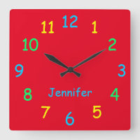 Colorful Personalized Clock Custom Cheery Red