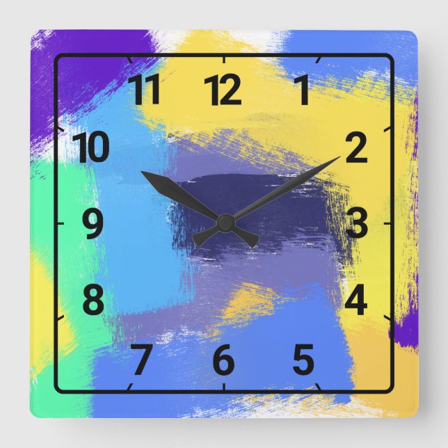Horloge Carrée Colourful paint strokes (Recto)