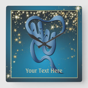 Horloge Carrée Comédie Tragédie Blue Theater Custom Mask