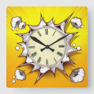 Horloge Carrée Comic book