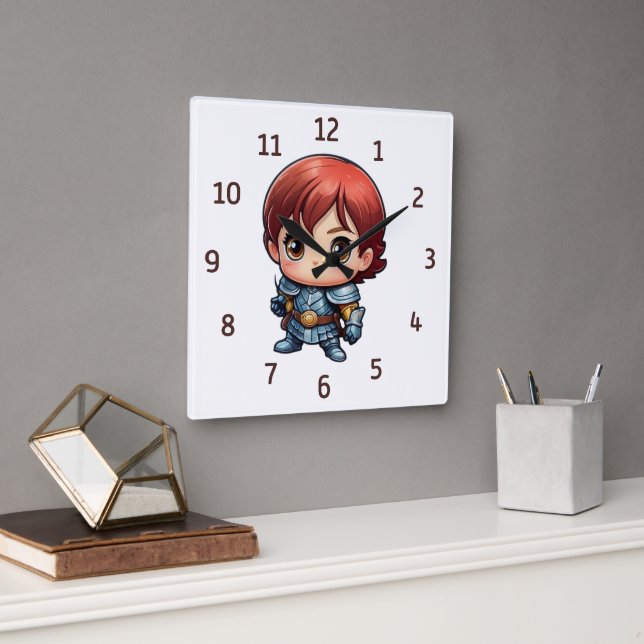Horloge Carrée Comic Knight Kids Fantasy Bedroom (Bureau)