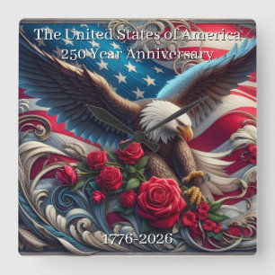 Horloge Carrée Commemoratif du 250e anniversaire des États-Unis