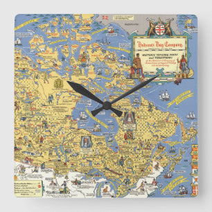 Horloge Carrée Compagnie de baie de Hudson - carte du Canada
