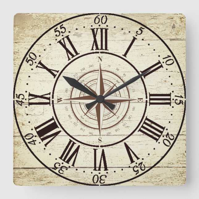 Horloge Carrée Compas vintage (Recto)