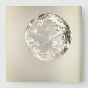 Horloge Carrée Concept en cristal de sépia d'or d'Universum de