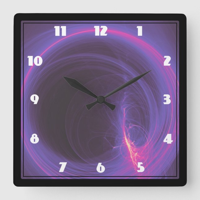 Horloge Carrée Conception abstraite circulaire rose et violet (Recto)