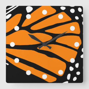 Horloge Carrée Conception Abstraite de Papillon Monarque