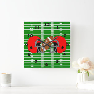 Horloge Carrée Conception de football américain