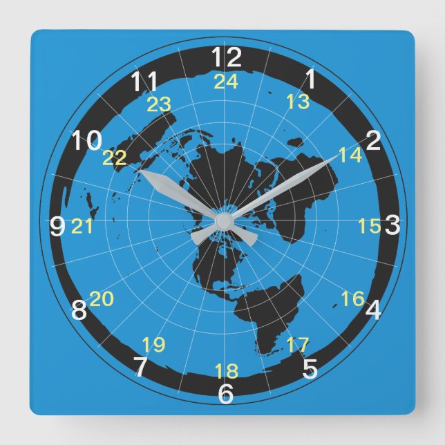 Horloge Carrée Conception de l'horloge Terre plate (Recto)