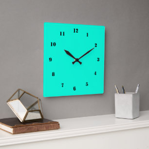 Horloge Carrée Conception de l'horloge turquoise - Couleurs perso