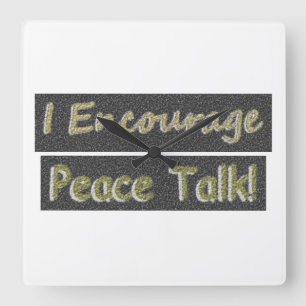 Horloge Carrée Conception D'Oeuvres Sur "Peace Talk". Acheter