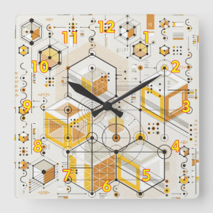 Horloge Carrée Conception Futuriste Inhabituelle