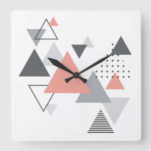 Horloge Carrée Conception géométrique scandinave Abstraite