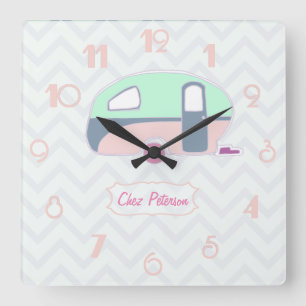 Horloge Carrée Conception personnalisée de caravane rétro vintage