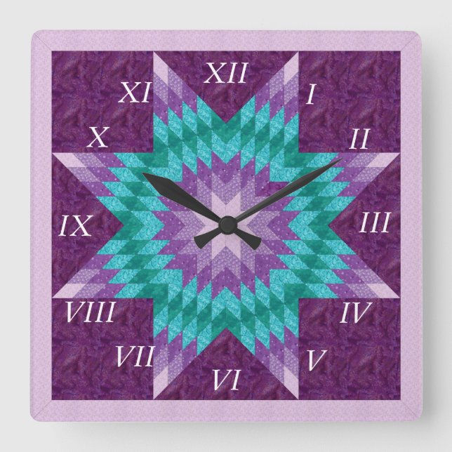 Horloge Carrée Conception quilt de Purple Lone (Recto)
