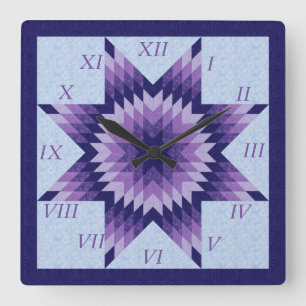 Horloge Carrée Conception solitaire pourpre et bleue d'édredon
