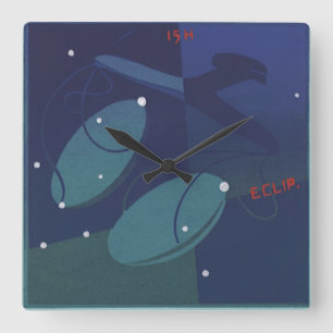 Horloge Carrée Constellation de la Balance Zodiaque Vintage Astro