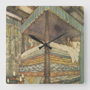 Horloge Carrée Conte de fées vintage, Princesse et petit pois, Ed