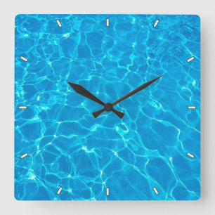 Horloge Carrée Cool Bleu Piscine Eau Aquatique
