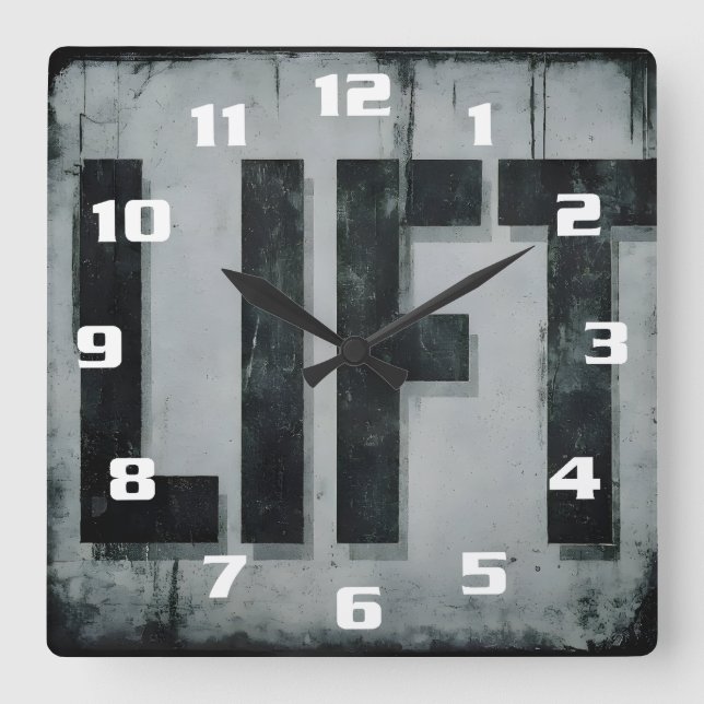 Horloge Carrée Cool Motivation entraînement LIFT Gym Fitness (Recto)