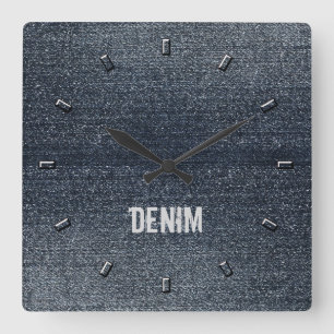 Horloge Carrée Cool Rustic Look Blue Denim Wall Clock